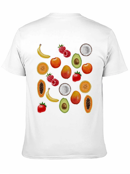 Camiseta Negra con Estampado de Frutas Tropicales