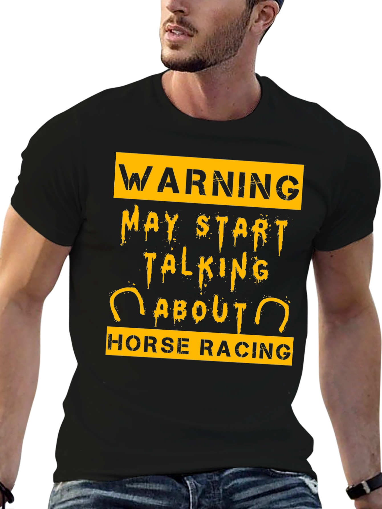 Camiseta Negra Warning Horse Racing