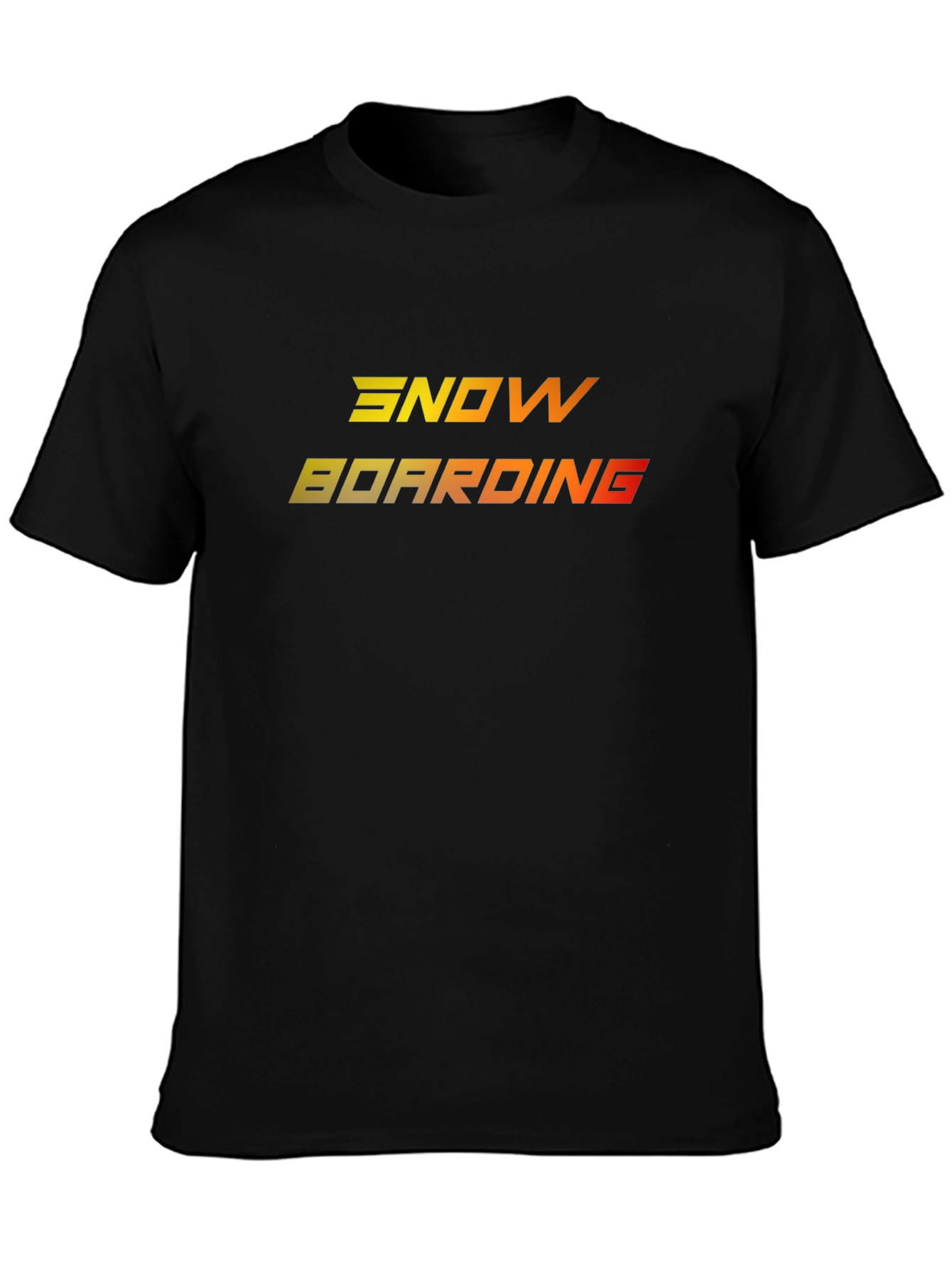 Camiseta Negra Snowboarding Degradado Naranja Amarillo