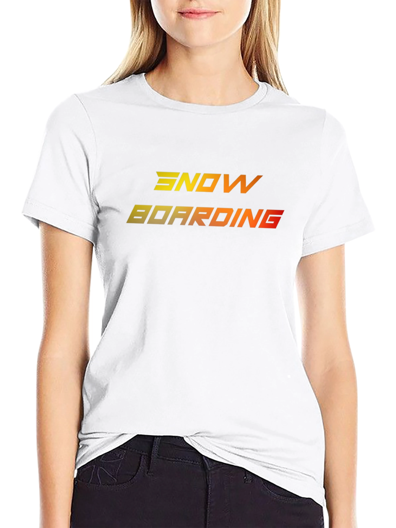 Camiseta Negra Snowboarding Degradado Naranja Amarillo