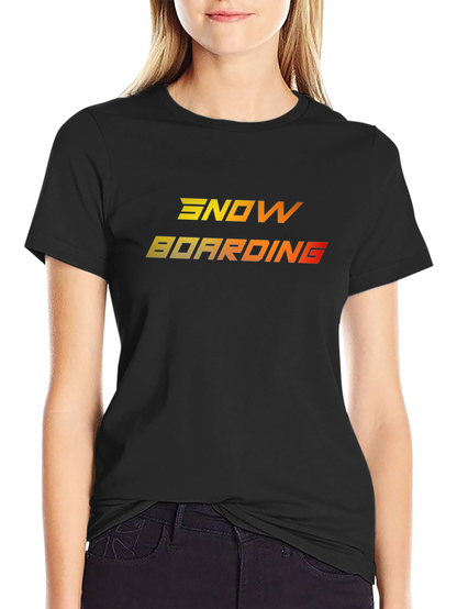 Camiseta Negra Snowboarding Degradado Naranja Amarillo