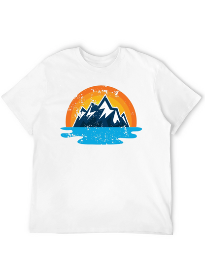 Camiseta Estampada Montaña y Lago para Hombre