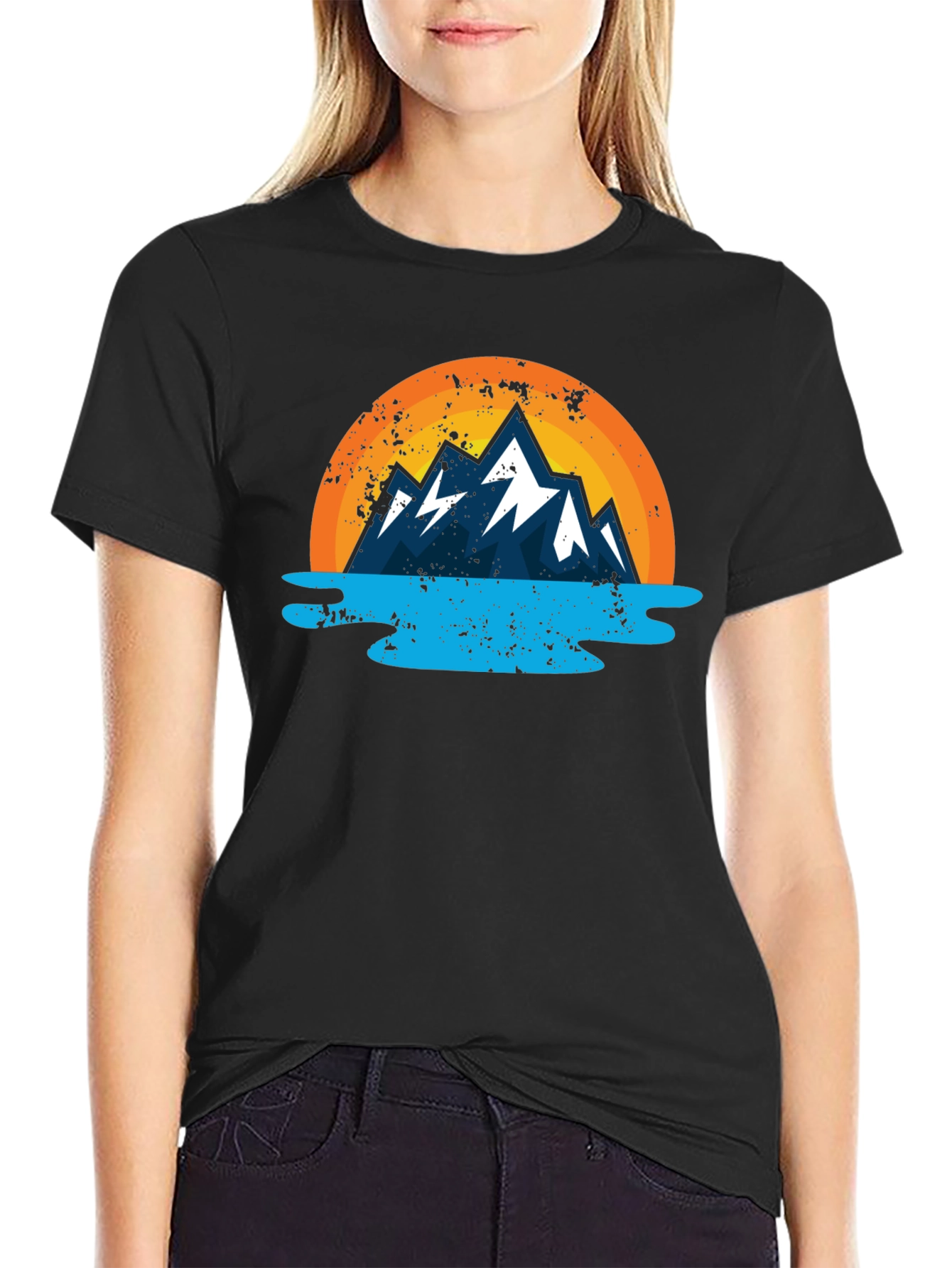 Camiseta Estampada Montaña y Lago para Hombre