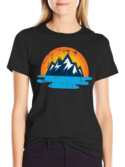 Camiseta Estampada Montaña y Lago para Hombre