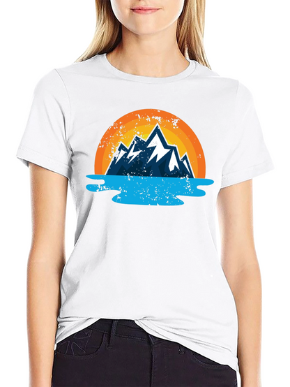 Camiseta Estampada Montaña y Lago para Hombre