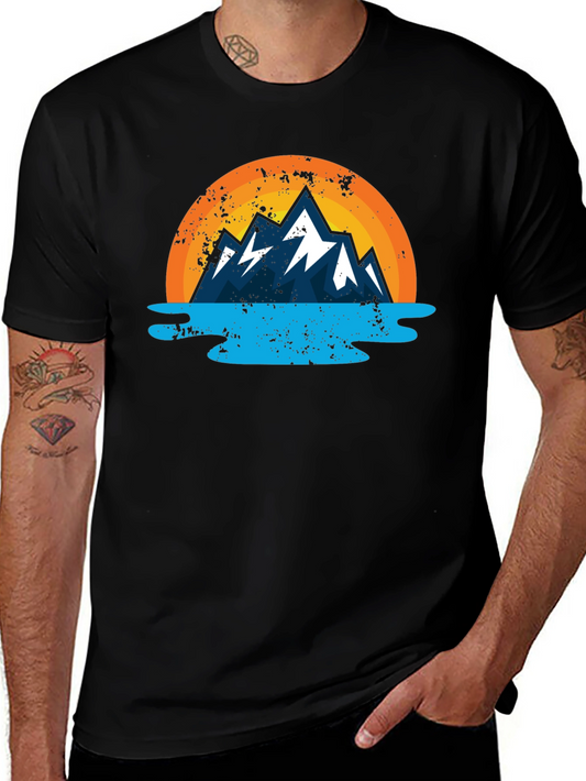 Camiseta Estampada Montaña y Lago para Hombre