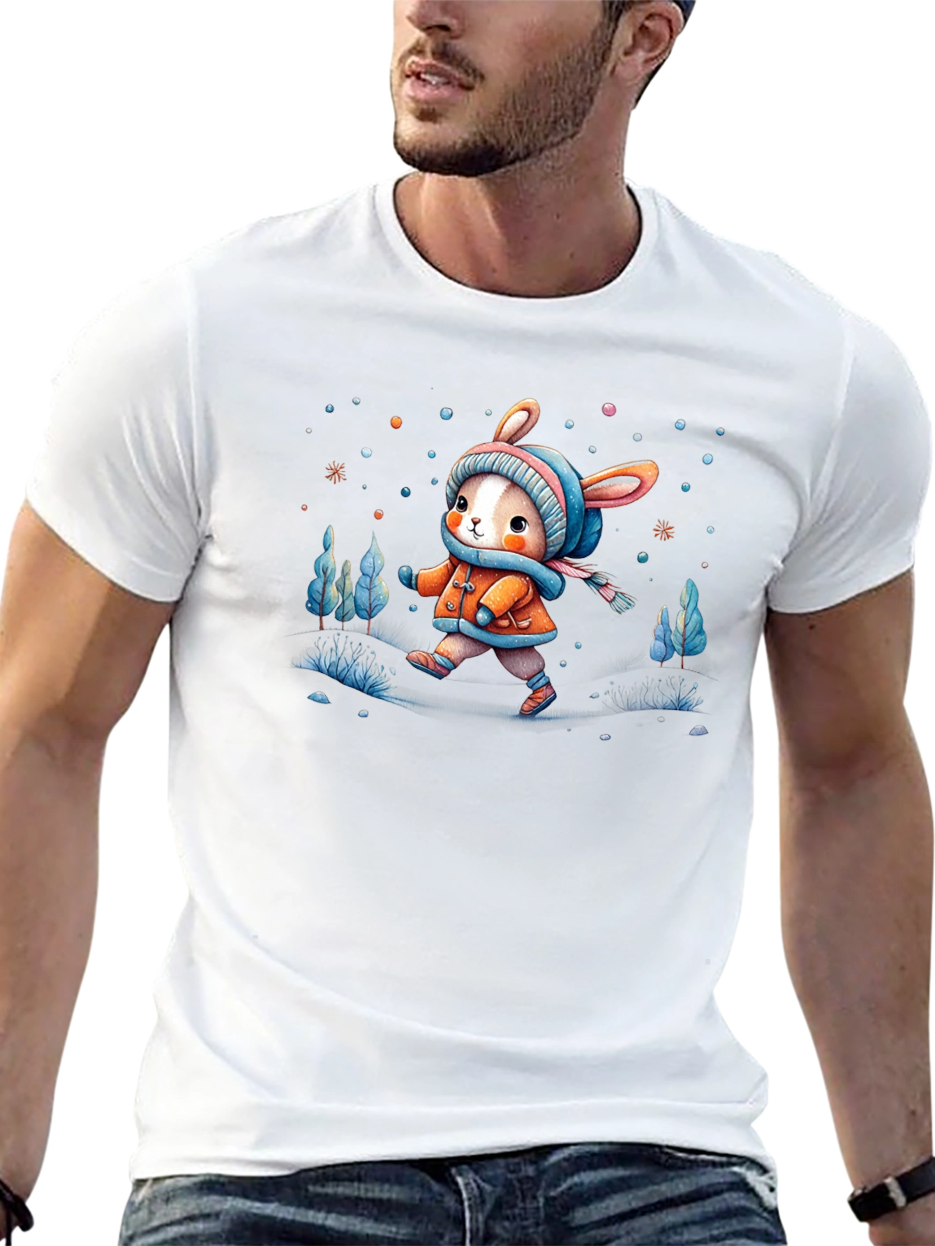 Camiseta Negra Conejito Invernal Infantil