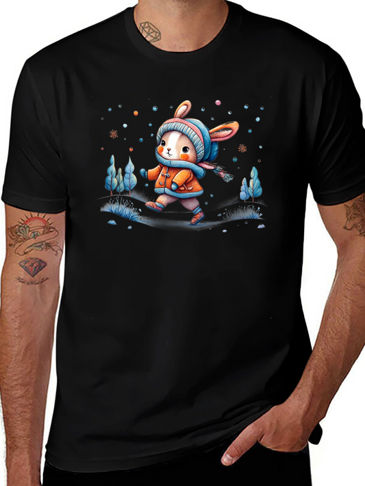 Camiseta Negra Conejito Invernal Infantil