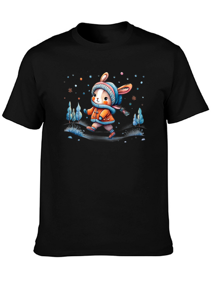 Camiseta Negra Conejito Invernal Infantil