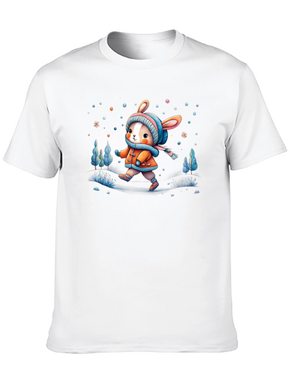 Camiseta Negra Conejito Invernal Infantil