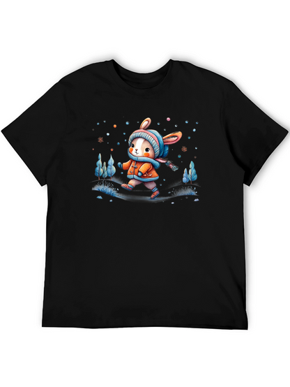 Camiseta Negra Conejito Invernal Infantil