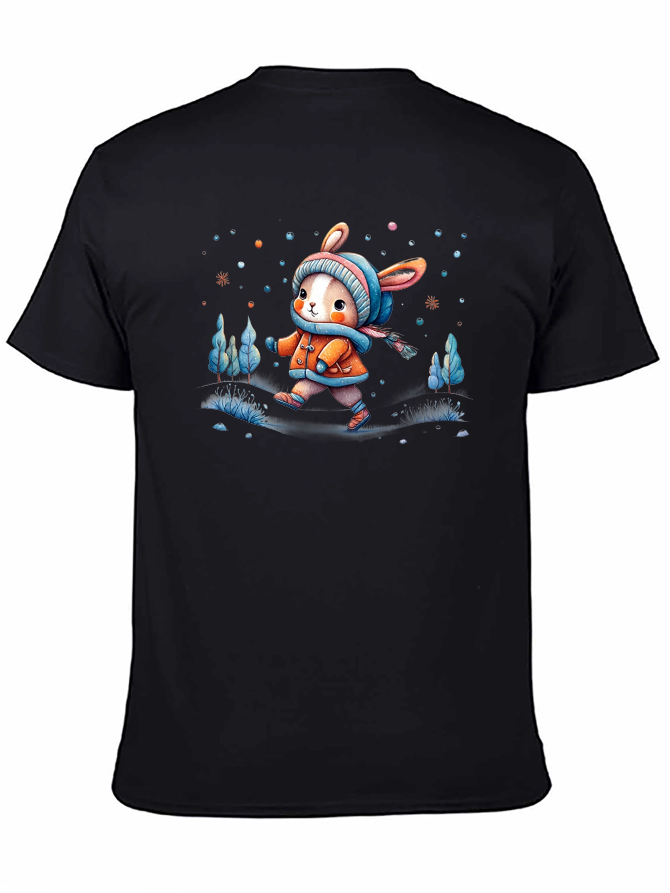 Camiseta Negra Conejito Invernal Infantil