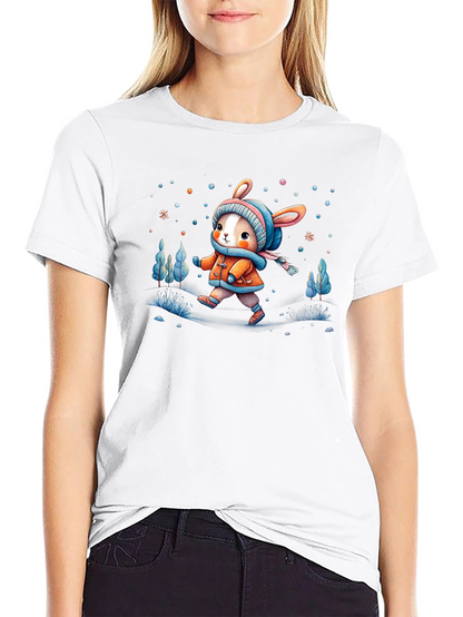 Camiseta Negra Conejito Invernal Infantil