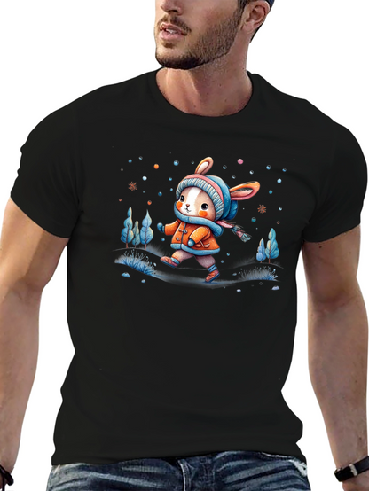 Camiseta Negra Conejito Invernal Infantil