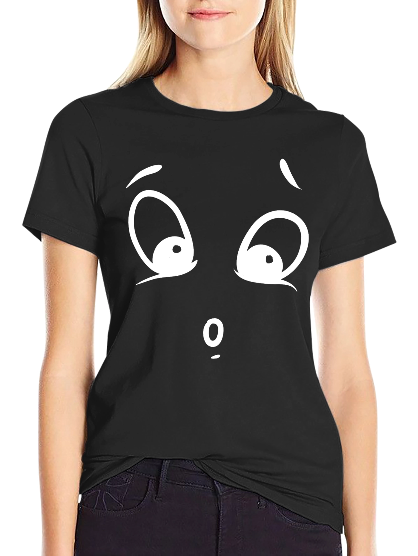 Camiseta Negra con Cara Asombrada