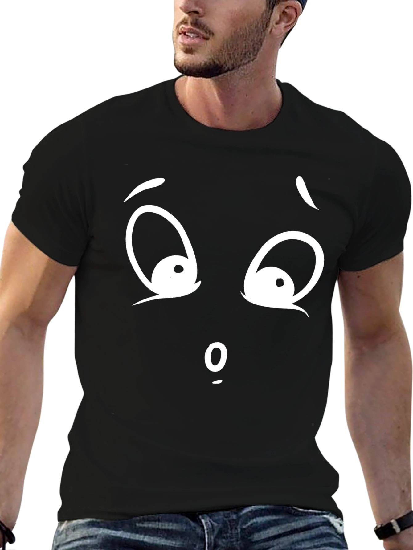 Camiseta Negra con Cara Asombrada