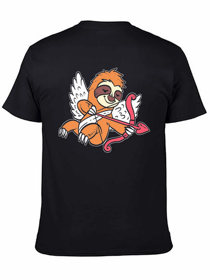 Camiseta Negra con Diseño de Cupido Perezoso