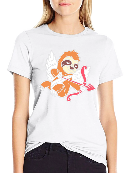 Camiseta Negra con Diseño de Cupido Perezoso