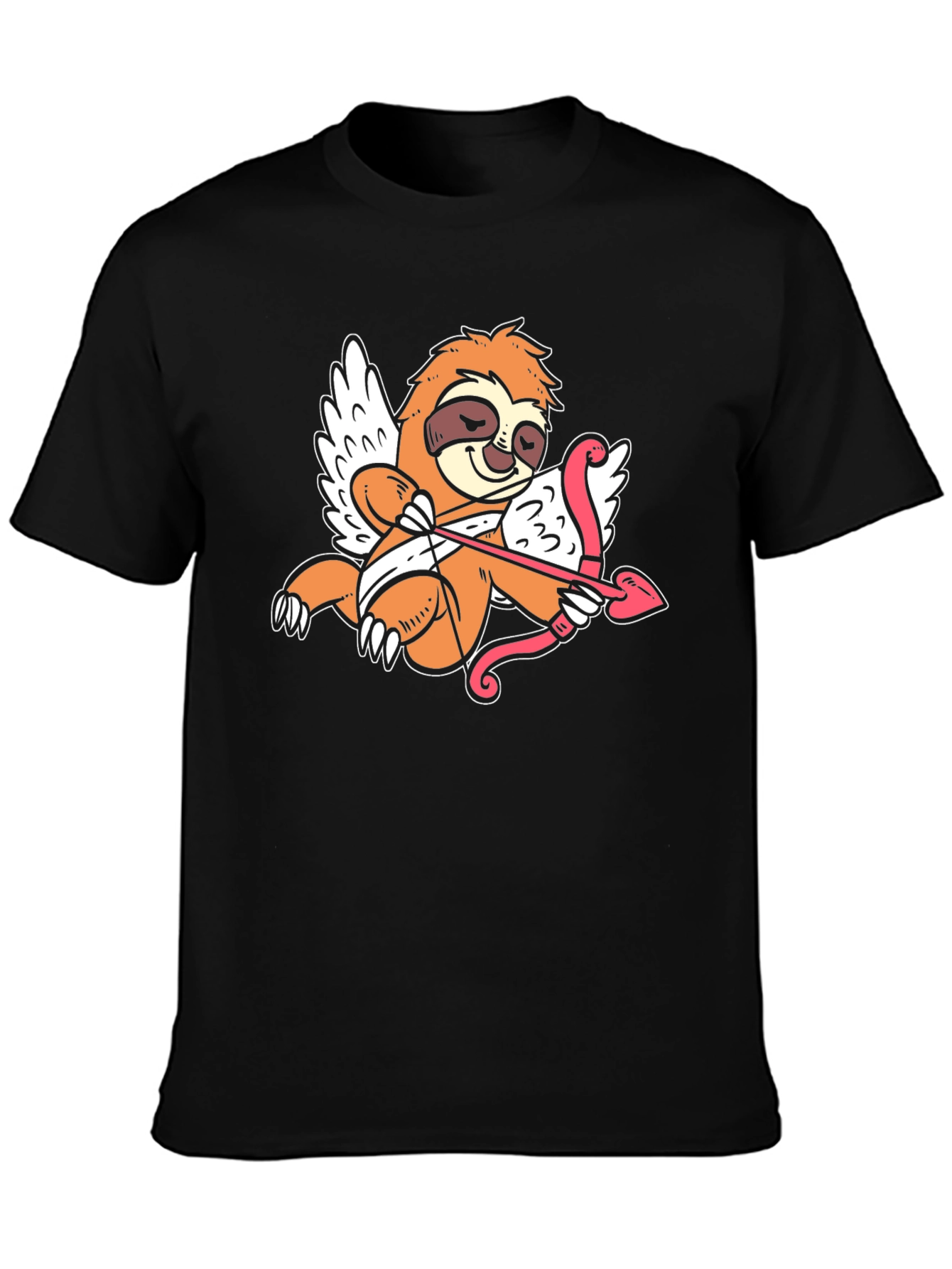 Camiseta Negra con Diseño de Cupido Perezoso