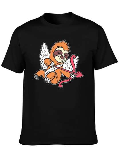 Camiseta Negra con Diseño de Cupido Perezoso