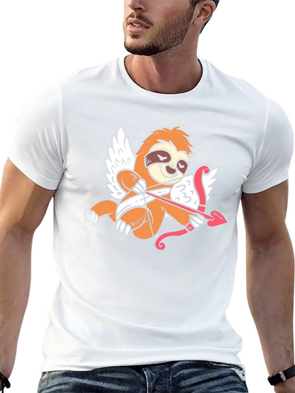 Camiseta Negra con Diseño de Cupido Perezoso