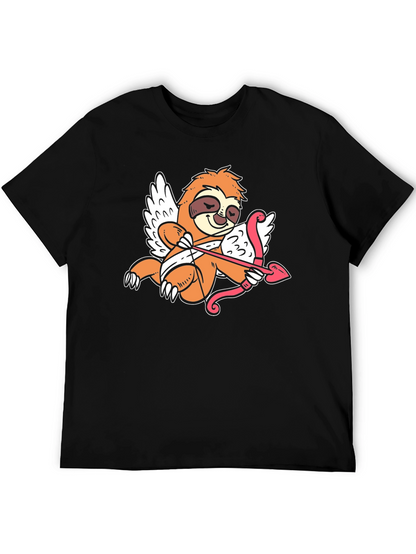 Camiseta Negra con Diseño de Cupido Perezoso
