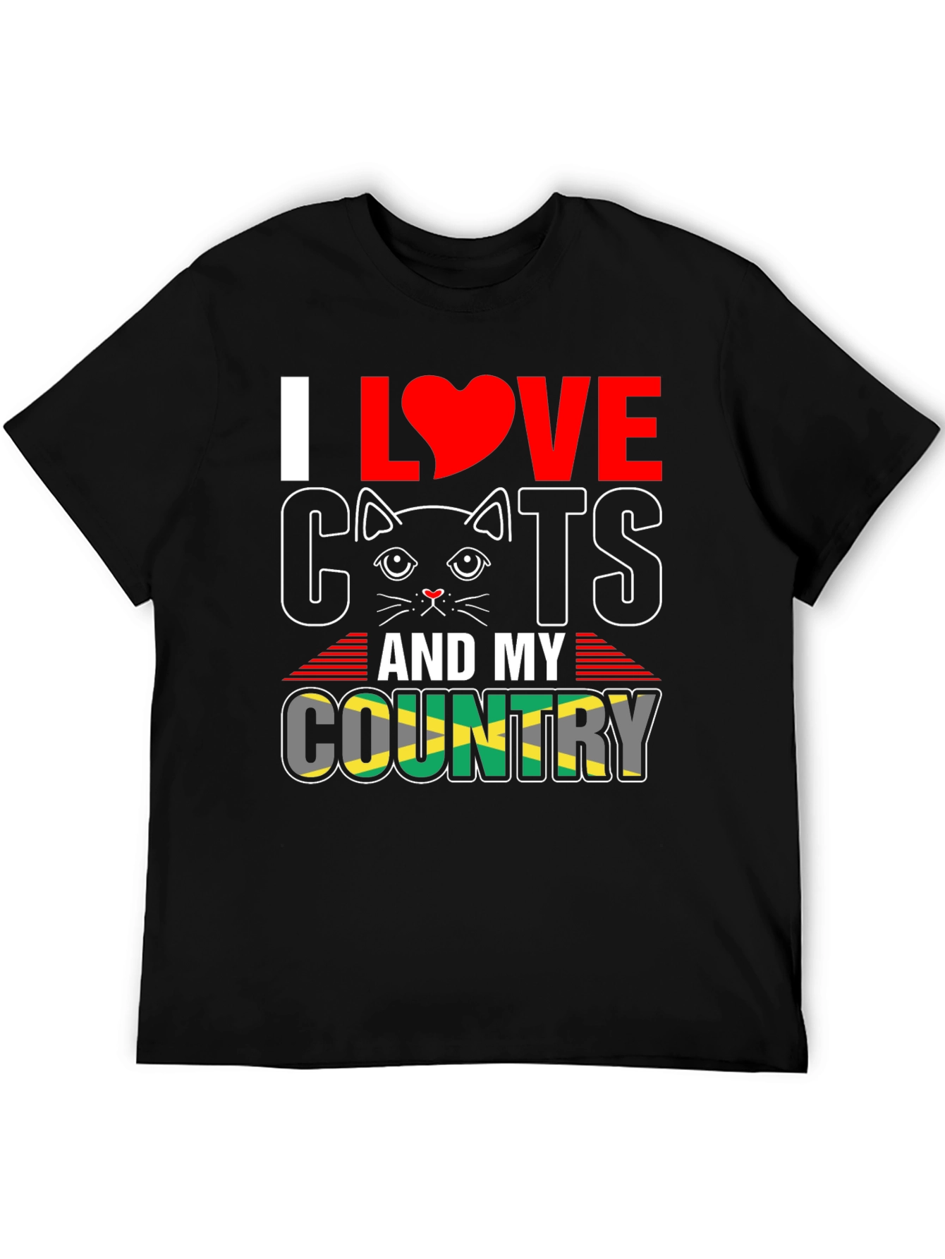 Camiseta Hombre Amo los Gatos y mi País Jamaica