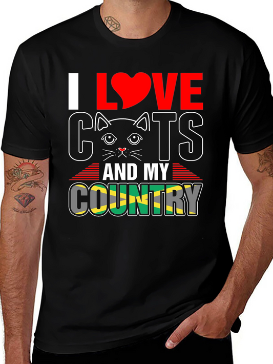 Camiseta Hombre Amo los Gatos y mi País Jamaica