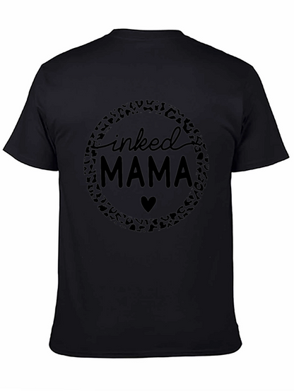 Camiseta Negra Inked Mama con Diseño Leopardo