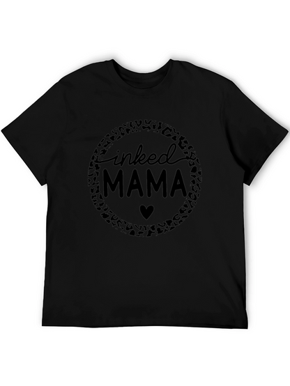 Camiseta Negra Inked Mama con Diseño Leopardo