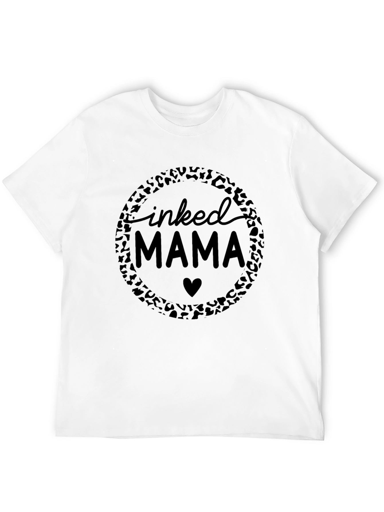 Camiseta Negra Inked Mama con Diseño Leopardo