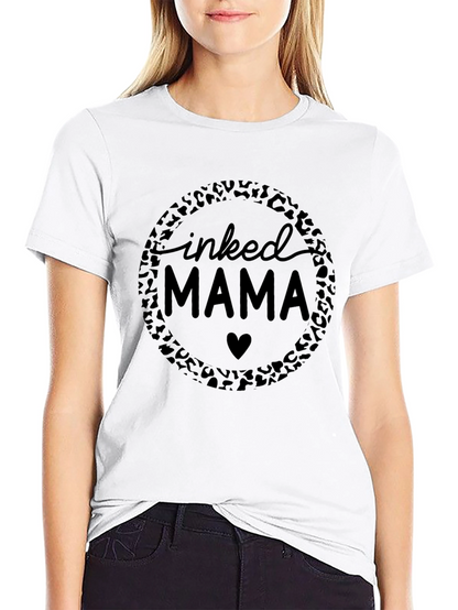 Camiseta Negra Inked Mama con Diseño Leopardo
