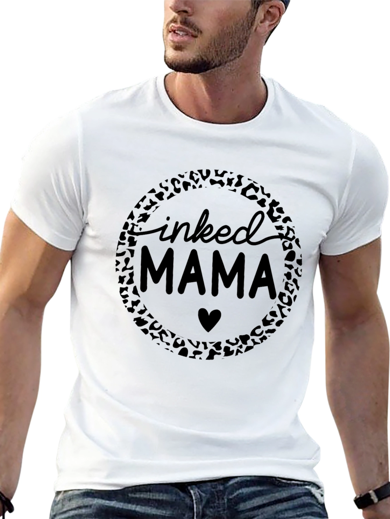 Camiseta Negra Inked Mama con Diseño Leopardo