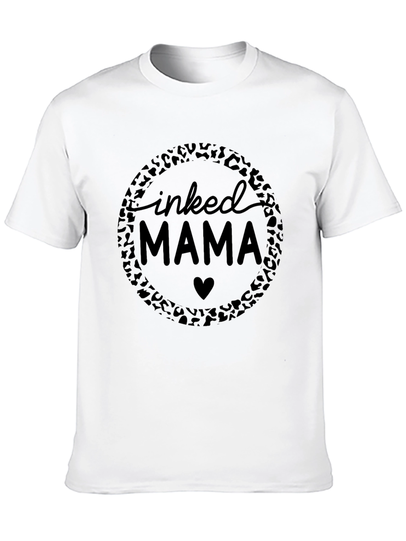 Camiseta Negra Inked Mama con Diseño Leopardo