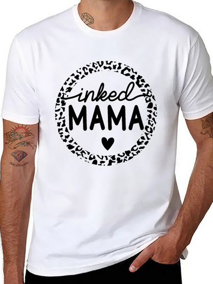 Camiseta Negra Inked Mama con Diseño Leopardo
