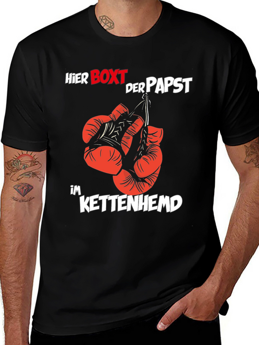 Camiseta Negra: El Papa Boxeador en Cota de Malla