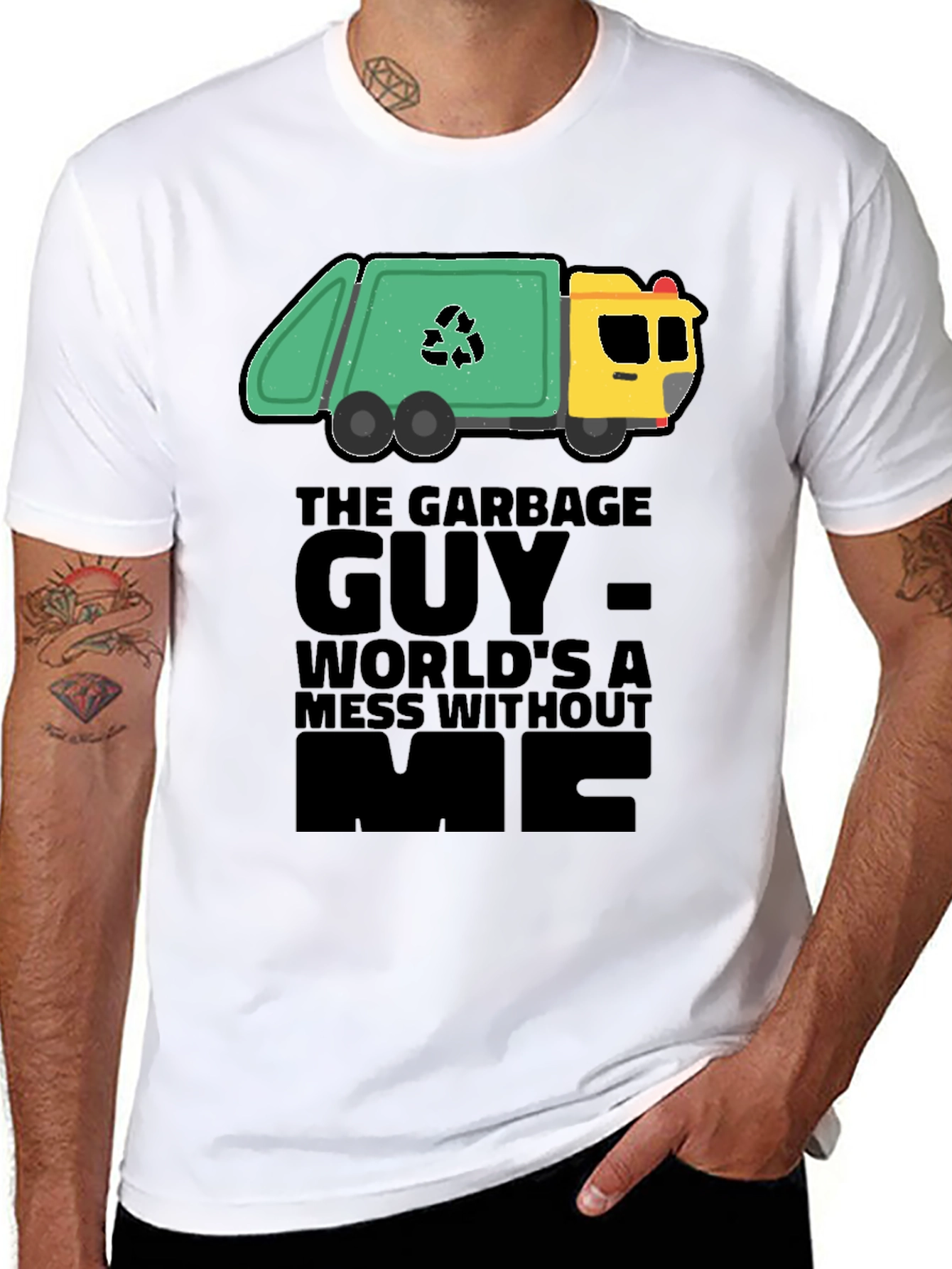 Camiseta Negra con Diseño de Camión de Basura