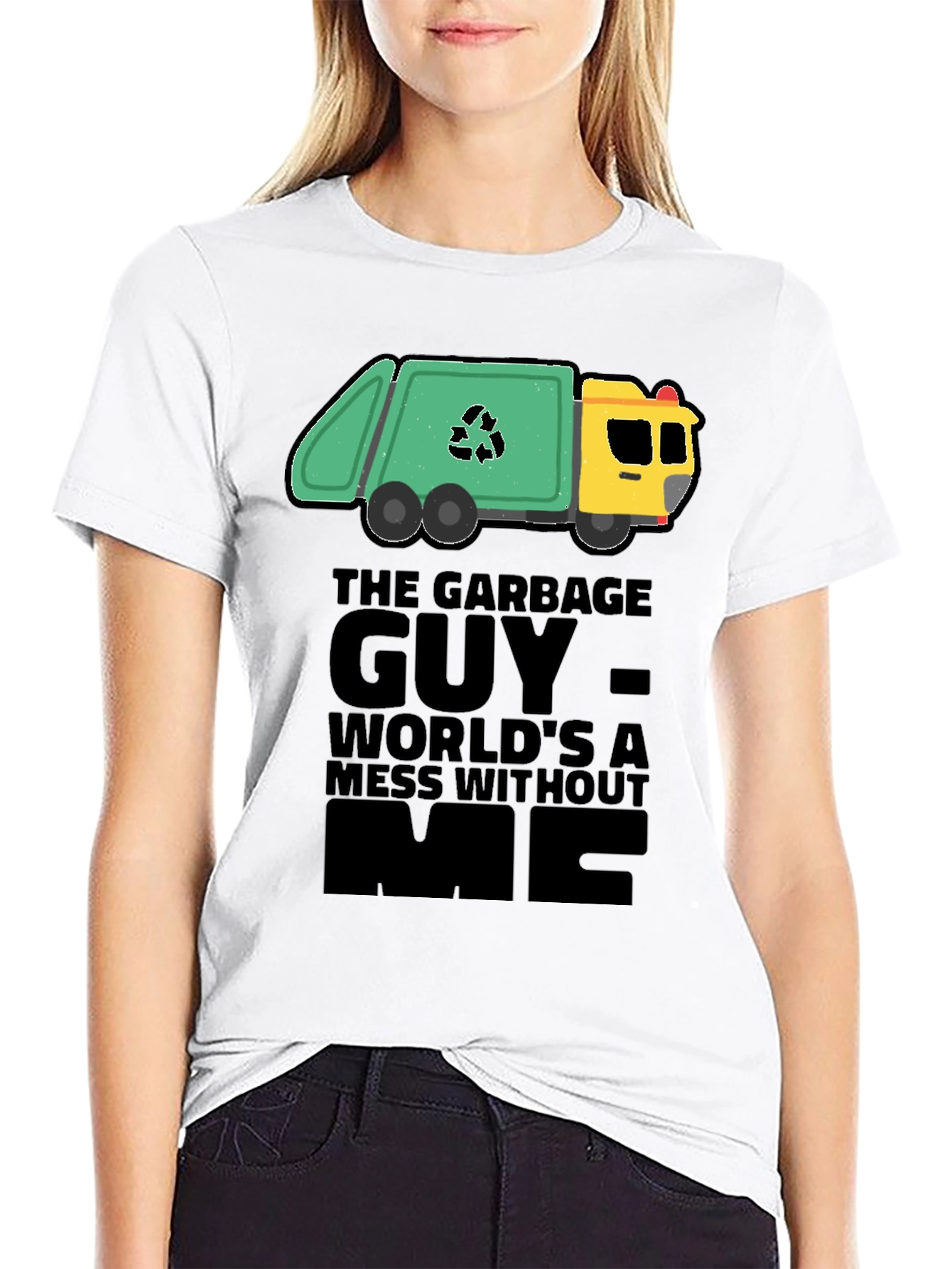 Camiseta Negra con Diseño de Camión de Basura