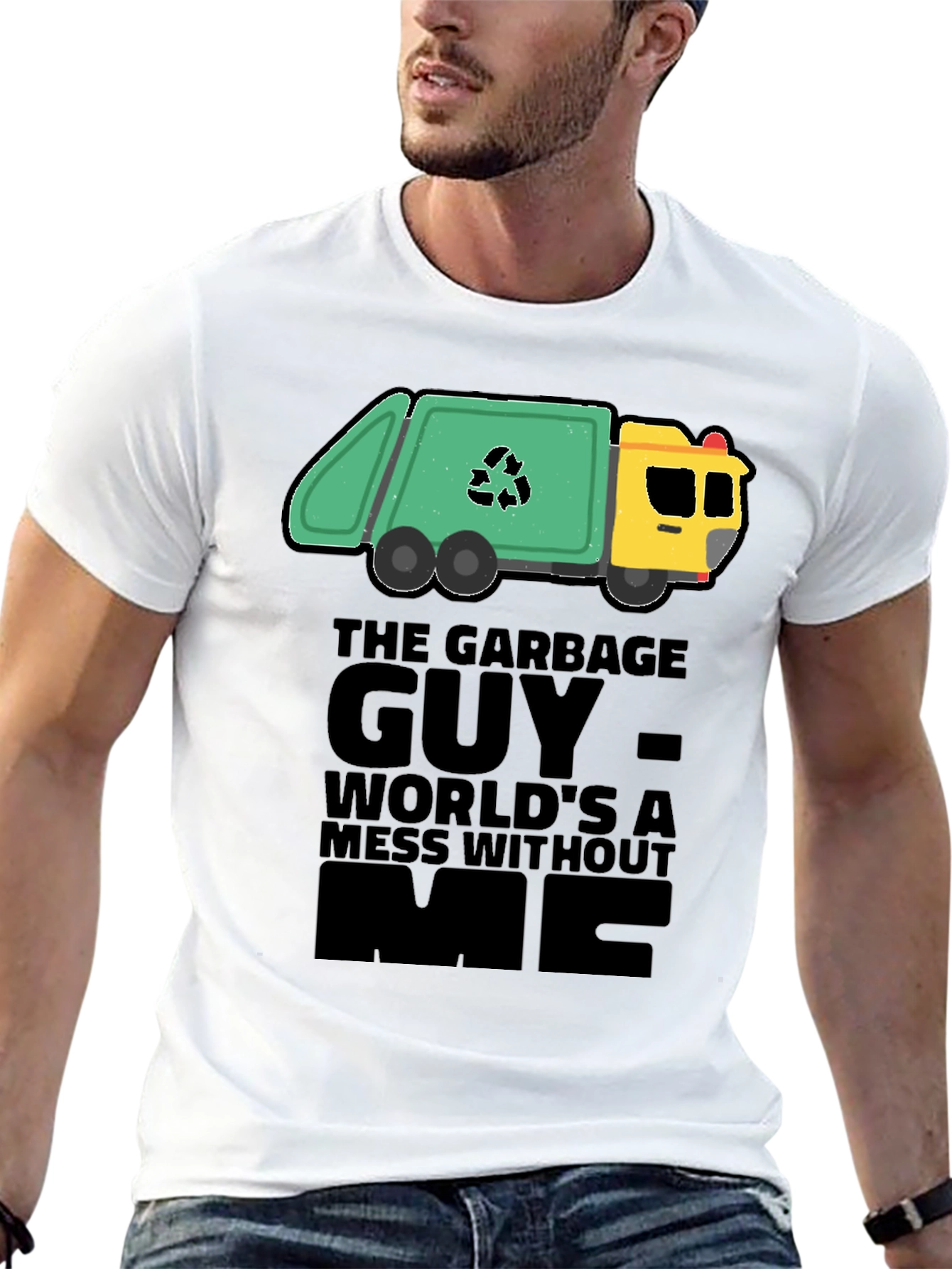 Camiseta Negra con Diseño de Camión de Basura