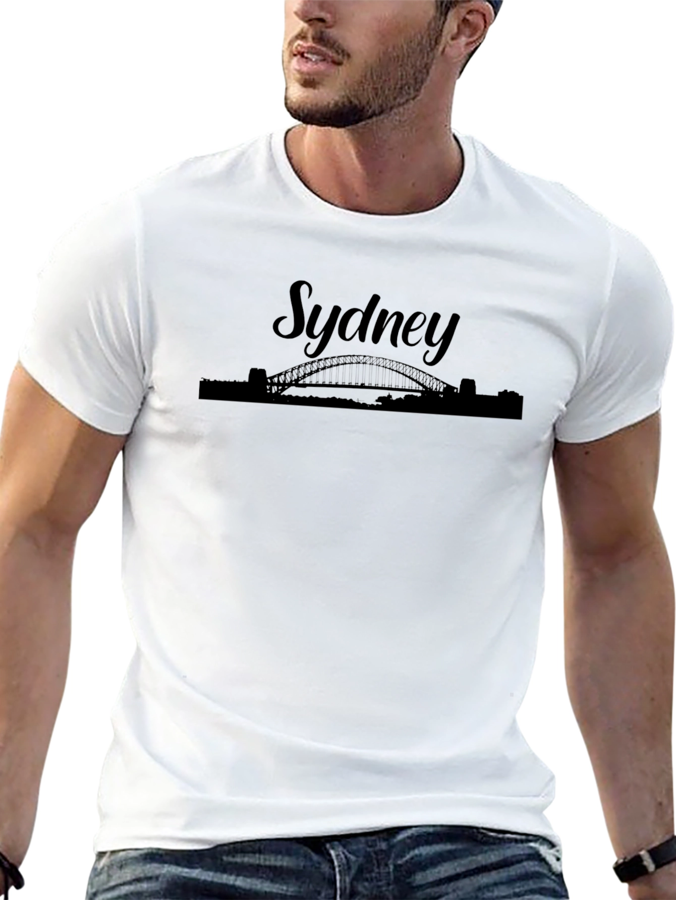 Camiseta Negra Sydney Bridge para Hombre