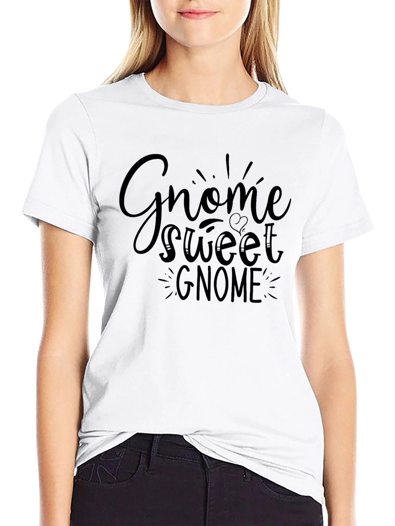 Camiseta Negra con Diseño Gnome Sweet Gnome