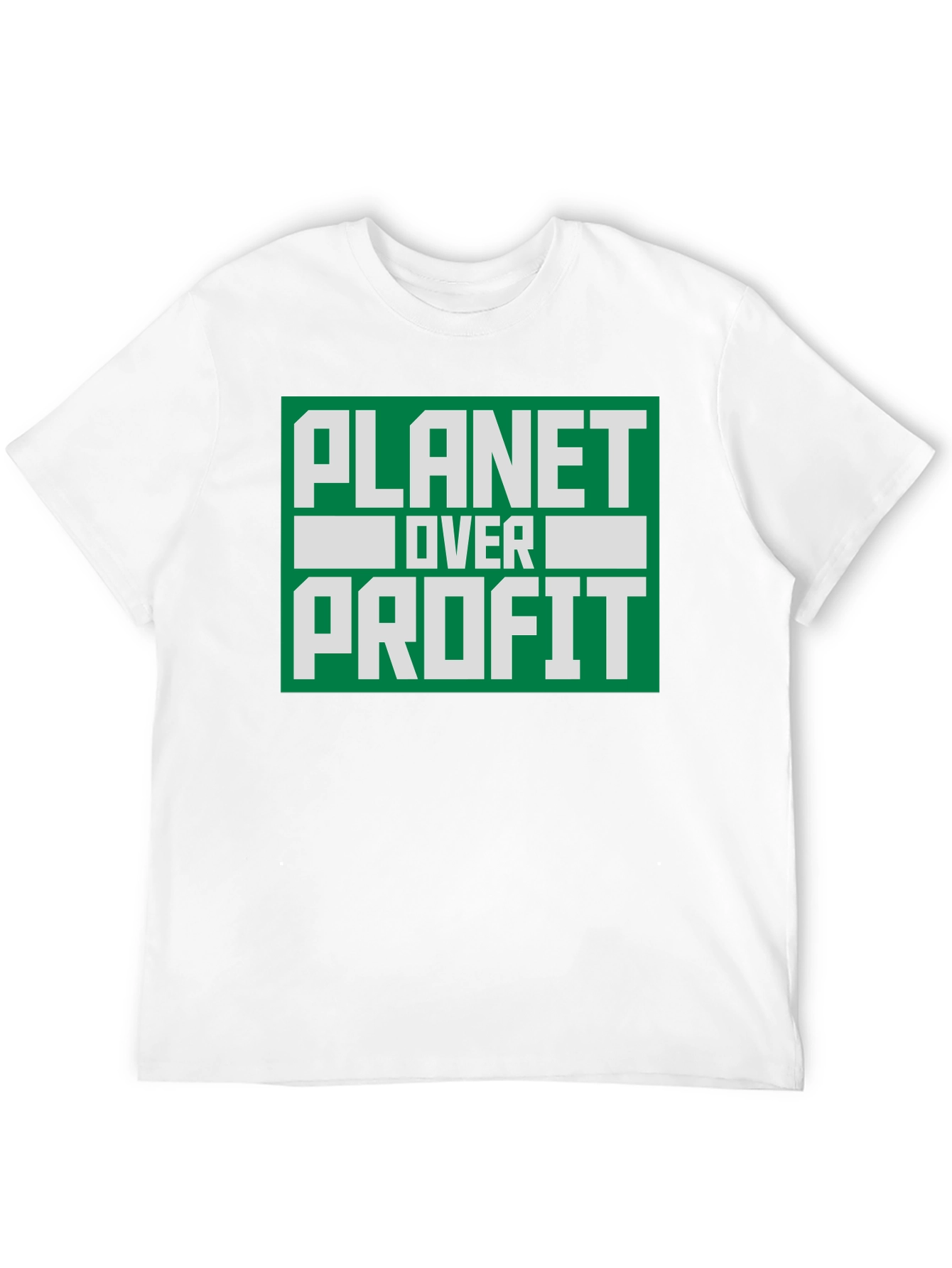 Camiseta Negra Planeta Sobre Ganancia - Conciencia Ambiental