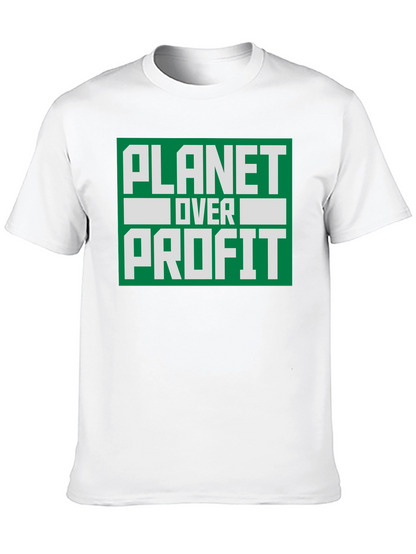 Camiseta Negra Planeta Sobre Ganancia - Conciencia Ambiental