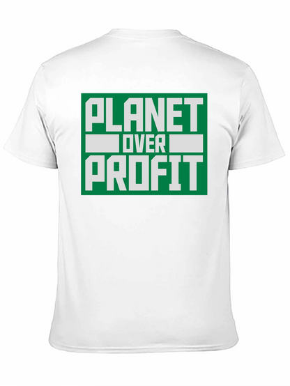 Camiseta Negra Planeta Sobre Ganancia - Conciencia Ambiental