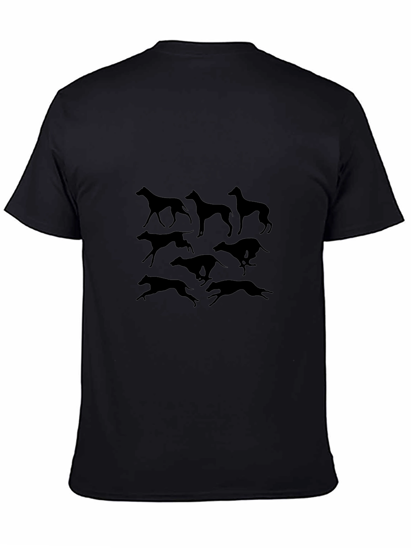 Camiseta Negra con Siluetas de Galgos