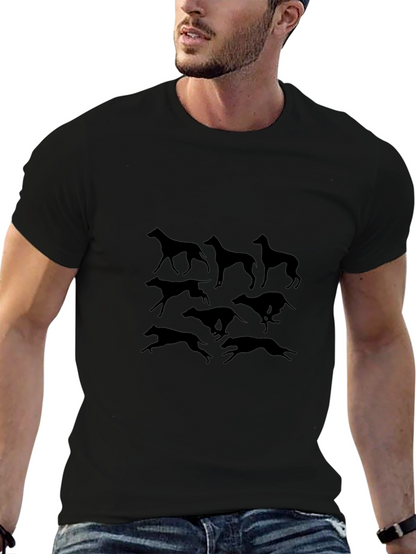 Camiseta Negra con Siluetas de Galgos
