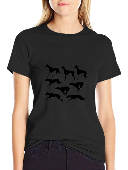 Camiseta Negra con Siluetas de Galgos