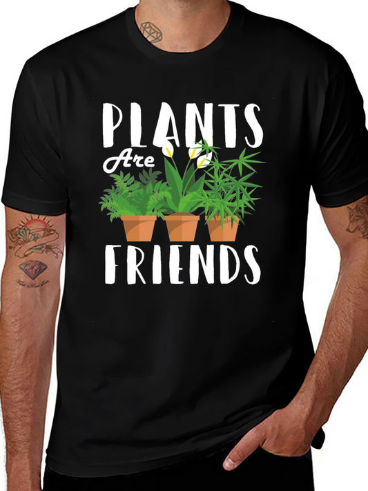 Camiseta Negra Plants Are Friends para Amantes de la Jardinería