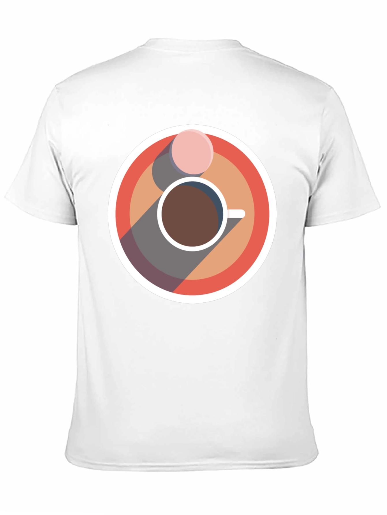Camiseta Negra con Diseño Circular de Café y Galleta