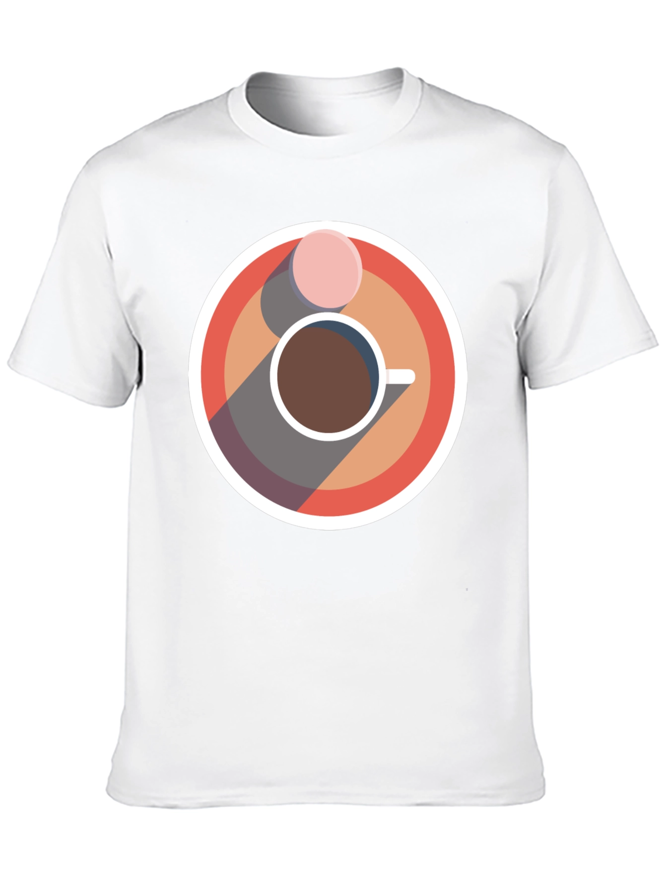 Camiseta Negra con Diseño Circular de Café y Galleta